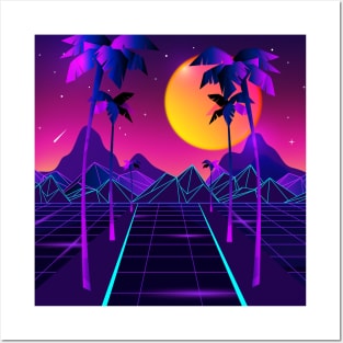 synthwave country side Posters and Art